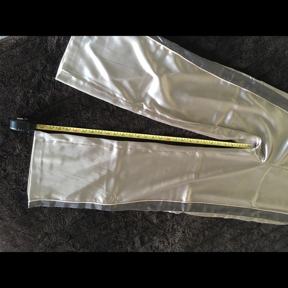 H&M Silver Satin Joggers with side zipper, stripe - Picture 5 of 6